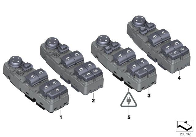 2010 BMW 528i Operating Unit, Switch Cluster, Door Diagram