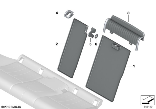 2020 BMW 530i Seat, Rear, Backrest Trims Diagram