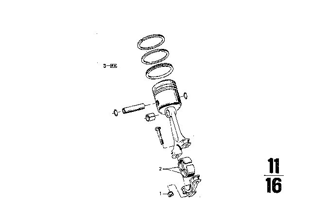 1970 BMW 2800CS Piston Rings Repair Kit Diagram for 11251256463