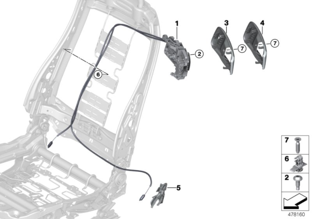 2015 BMW M4 Front Seat Backrest Unlocking Diagram