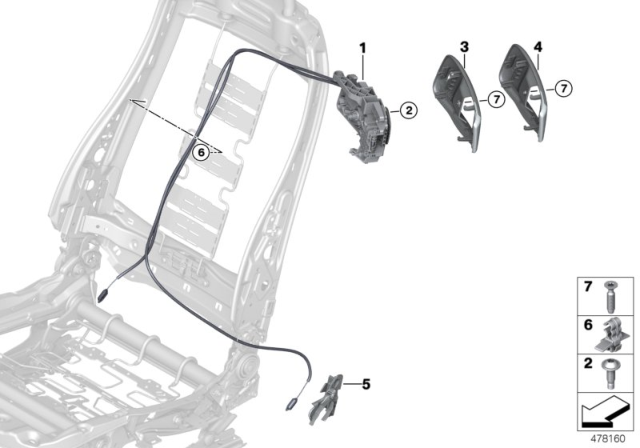 2019 BMW M4 Front Seat Backrest Unlocking Diagram