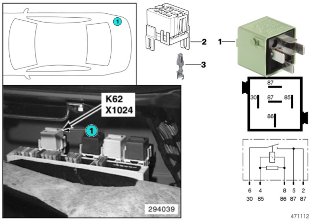 1999 BMW 740i Relay, Auxiliary Heater Diagram