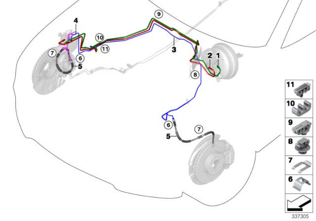 2016 BMW X6 M Brake Pipe, Front Diagram