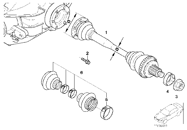 2001 BMW Z3 Output Shaft With Bearing Ball Cage Diagram