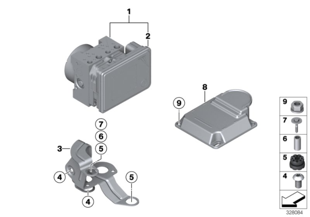 2019 BMW M4 Hydro Unit DSC / Control Unit / Fastening Diagram