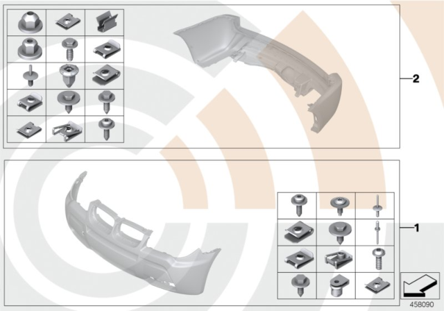 2009 BMW X3 Mounting Kit, Bumper Diagram