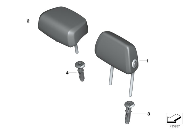 2019 BMW X7 Guide, Headrest Diagram for 52107470173