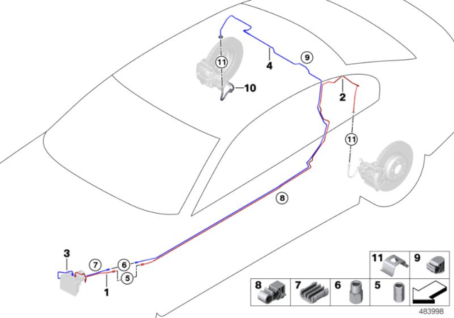 2019 BMW 540i Brake Pipe, Rear Diagram