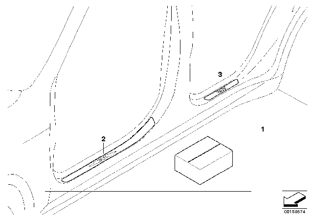 2007 BMW X5 Door Sill Strip Kit Stainless Steel Diagram