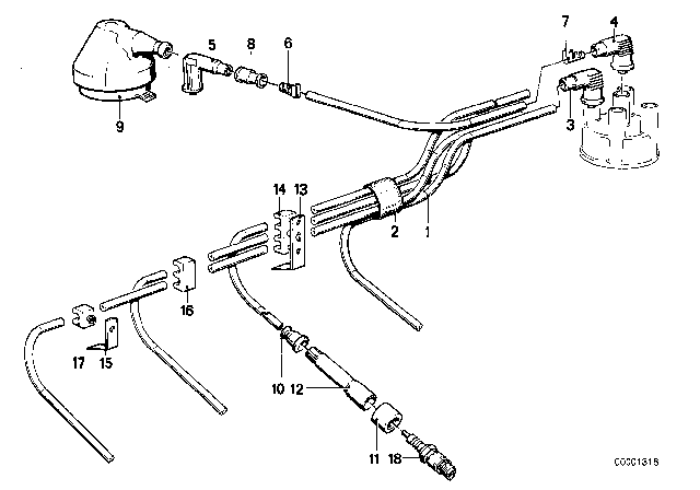 1979 BMW 320i Cable Sleeve Diagram for 12128536120