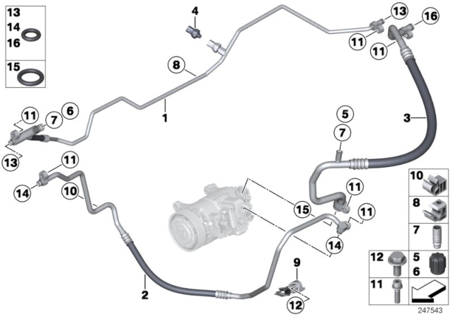 2016 BMW Z4 Pressure Hose, Compressor-Condenser Diagram for 64539242078