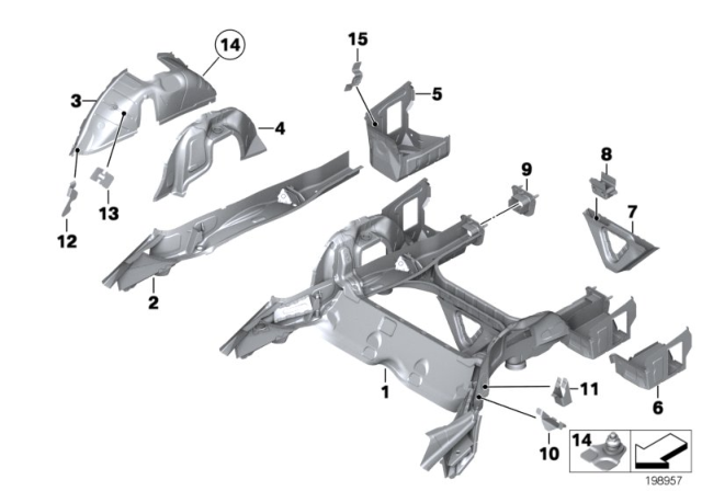 2013 BMW X1 Rear Right Wheelhouse, Inner Half Diagram for 41002993094