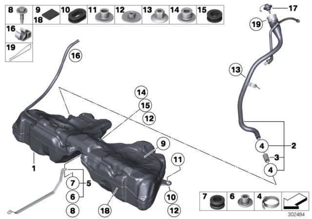 2014 BMW 650i Fuel Tank Mounting Parts Diagram