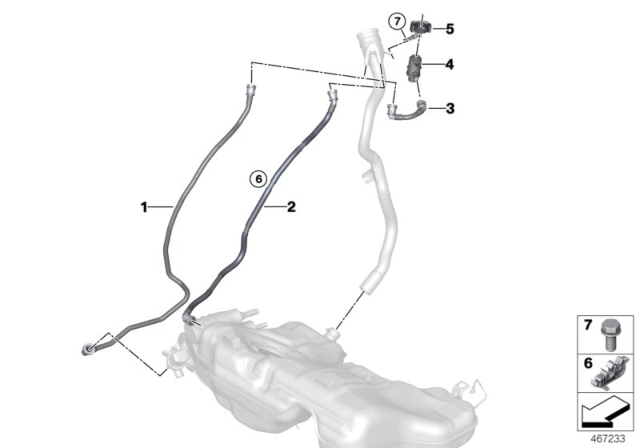 2018 BMW 330e Vent Pipe Diagram for 16137365004