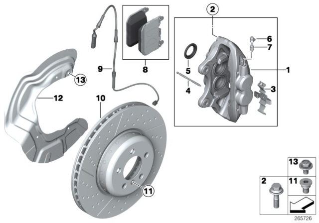 2014 BMW 428i M Performance Front Wheel Brake-Replace Diagram