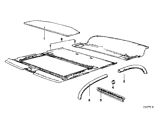 1982 BMW 733i Trim Sliding Lifting Roof Diagram