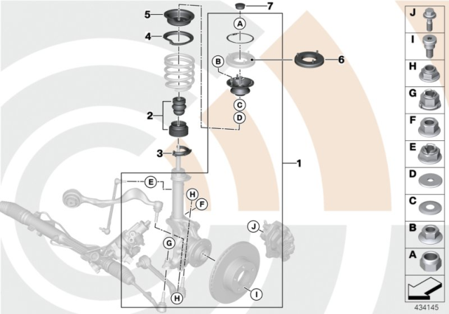 2013 BMW 328i Repair Kits, Shock Absorbers, Front Diagram