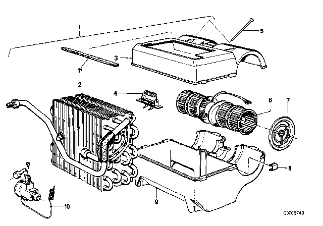 1978 BMW 320i Air Conditioning Unit Parts Diagram