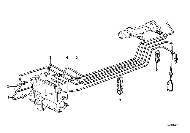 1988 BMW 325ix Brake Pipe Front ABS Diagram