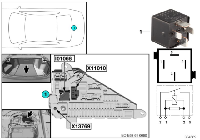 2010 BMW 650i Relay, Terminal Diagram