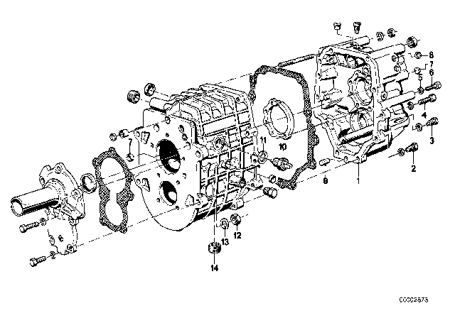 1982 BMW 633CSi Housing & Attaching Parts (Getrag 262) Diagram 2