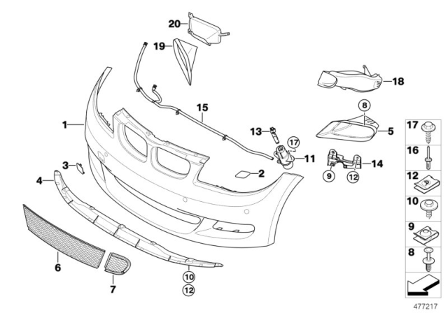 2010 BMW 128i Bumper Grille, Front Left Diagram for 51110432377