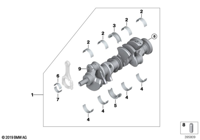 2016 BMW M6 Crankshaft With Bearing Shells Diagram