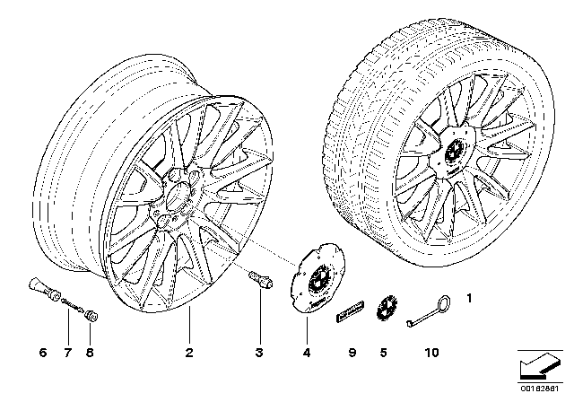 2010 BMW 328i BMW LA Wheel, Individual, V-Spoke Diagram