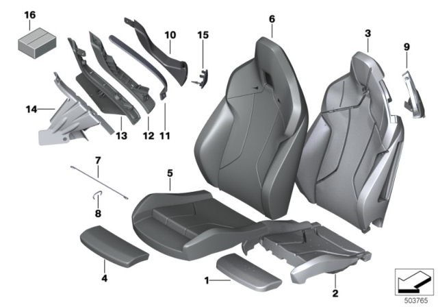 2019 BMW Z4 LEATHER COVER SPORT BACKREST Diagram for 52107499861