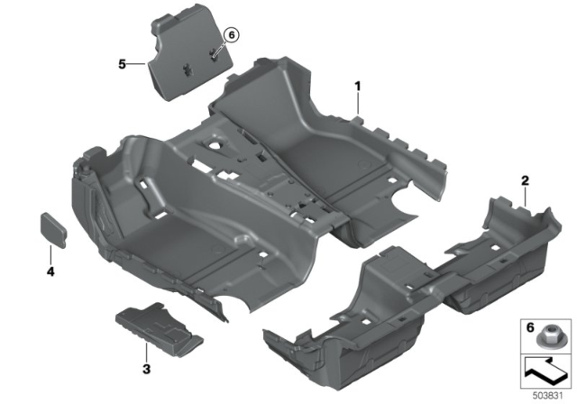 2020 BMW 840i Gran Coupe Floor Covering Diagram