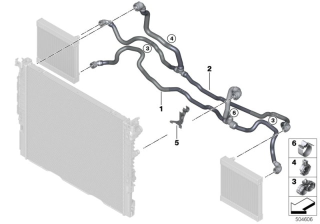 2020 BMW 840i xDrive Gran Coupe Cooling System - Displaced Radiator Diagram