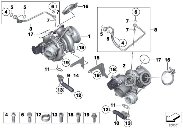 2011 BMW 760Li Turbo Charger With Lubrication Diagram