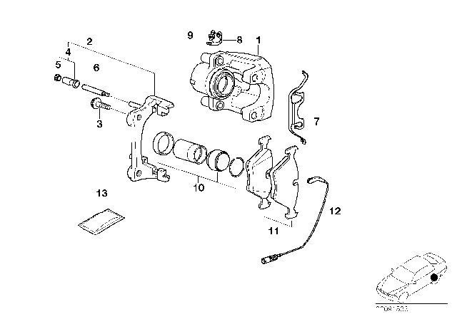 2001 BMW Z8 Repair Set Brake Caliper Diagram for 34216750741