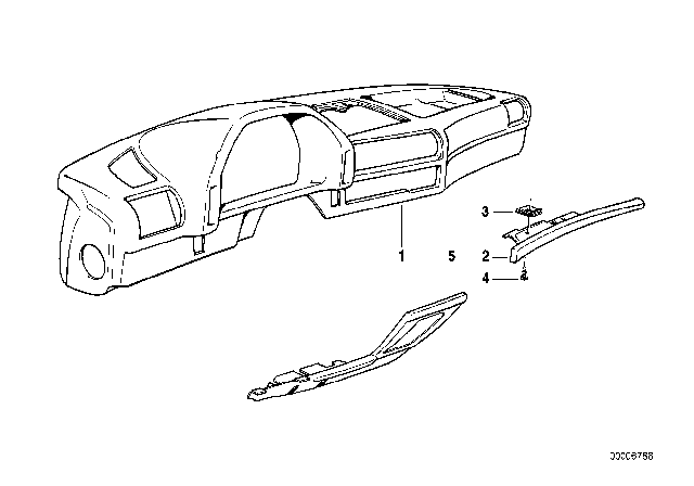 1991 BMW 735i Trim Panel Dashboard Diagram 2