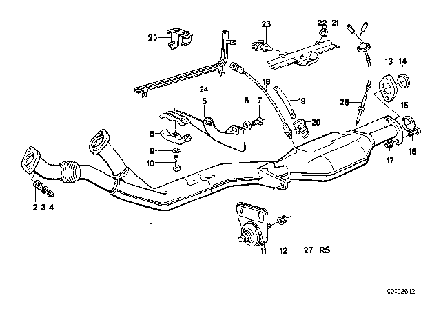 1985 BMW 635CSi Exhaust System With Catalytic Converter Diagram 2