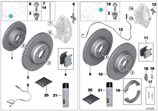 2017 BMW 440i Service, Brakes Diagram 1