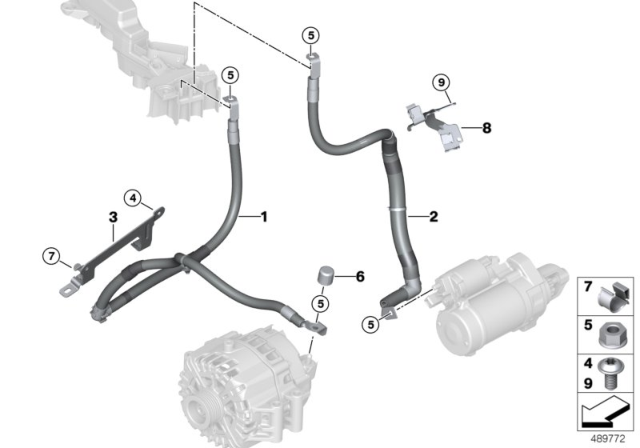 2020 BMW 750i xDrive Starter Cable / Alternator Cable Diagram