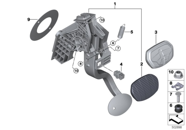 2020 BMW 228i xDrive Gran Coupe Pedal Assembly, Automatic Transmission Diagram