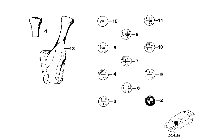 1988 BMW 535i Gearshift Knobs / Coverings / Plaques Diagram