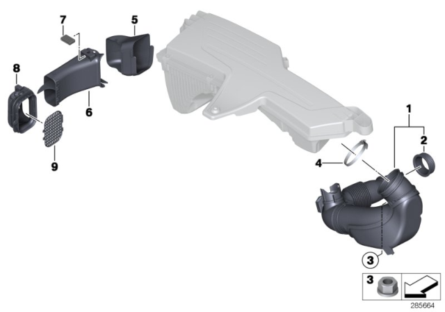 2016 BMW 320i Air Duct, Intake Silencer Diagram