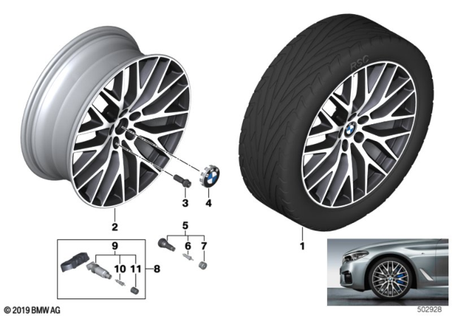 2019 BMW 530i BMW LA Wheel, V-Spoke Diagram 6