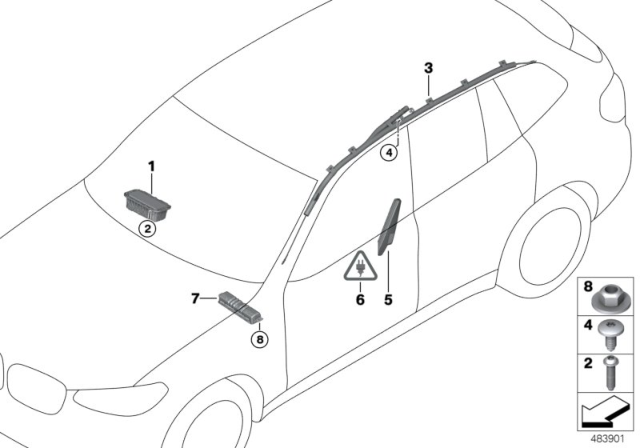 2019 BMW X4 Head Airbag, Right Diagram for 72127409374