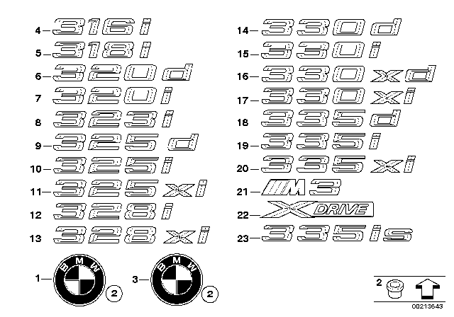 2013 BMW M3 Emblems / Letterings Diagram