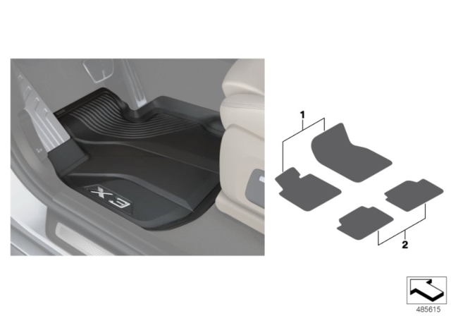 2020 BMW X4 M Floor liner Diagram