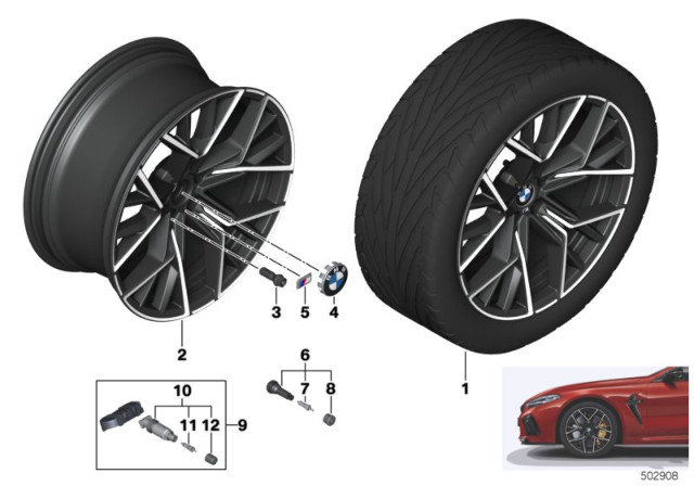 2020 BMW M8 DISC WHEEL LIGHT ALLOY JET B Diagram for 36118089565