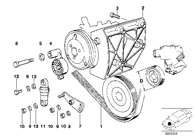 1993 BMW 850Ci Ribbed V-Belt Diagram for 11281733708