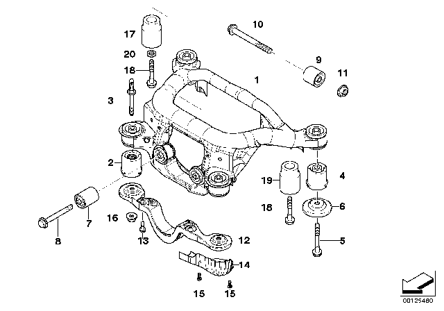 2000 BMW 323i Rear Axle Carrier Diagram