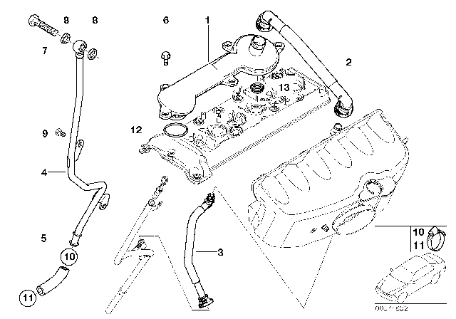 2001 BMW M3 Crankcase - Ventilation Diagram 1