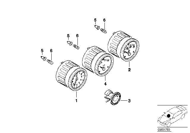 2000 BMW Z3 M Additional Information Instruments Diagram