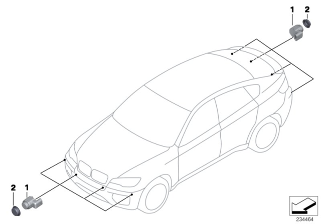2014 BMW X6 M Ultrasonic-Sensor Diagram